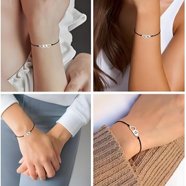 2/3/4Pcs Custom Mother Daughter Initial Bracelets, Gifts for Mom Daughter, Mommy and Me Matching Heart Wish Bracelets,Women's Fashion Jewelry For Mothers Day Birthday Valentine's Day(3-Heart)