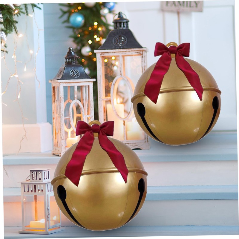 23.6 Inches Inflatable Christmas Ball PVC Large Jingle Bell Bow