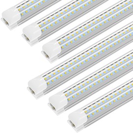 CNSUNWAY 4FT LED Shop Light, 48W 6300LM 6500K Super Bright, D Shape, 6 Pack T8 LED Tube Lights, Clear Cover, High Output, Linkable Shop Lights with Plug for Garage, Warehouse, ETL Listed