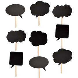 Trimming Shop 10pcs Chalkboard Photo Booth Props Funny Selfie Wedding Party Photobooth Props Sign for Bridal Shower, Wedding, Anniversary, Prom Party Decoration