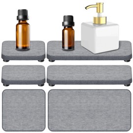 Mardatt 4-in-1 Diatomite Soap Dish Set, Water Absorbent Diatomite Tray, Diatomaceous Earth Coasters Soap Holder, Water Absorbing Stone Soap Tray for Kitchen Bathroom (Dark Grey)