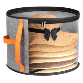 kushon Oversized Clear Hat Storage Box for Women, Cowboy Hat Organizer for Closet, Wide Brims Hat Case with Carrying Handles, Hat Bag (Grey)