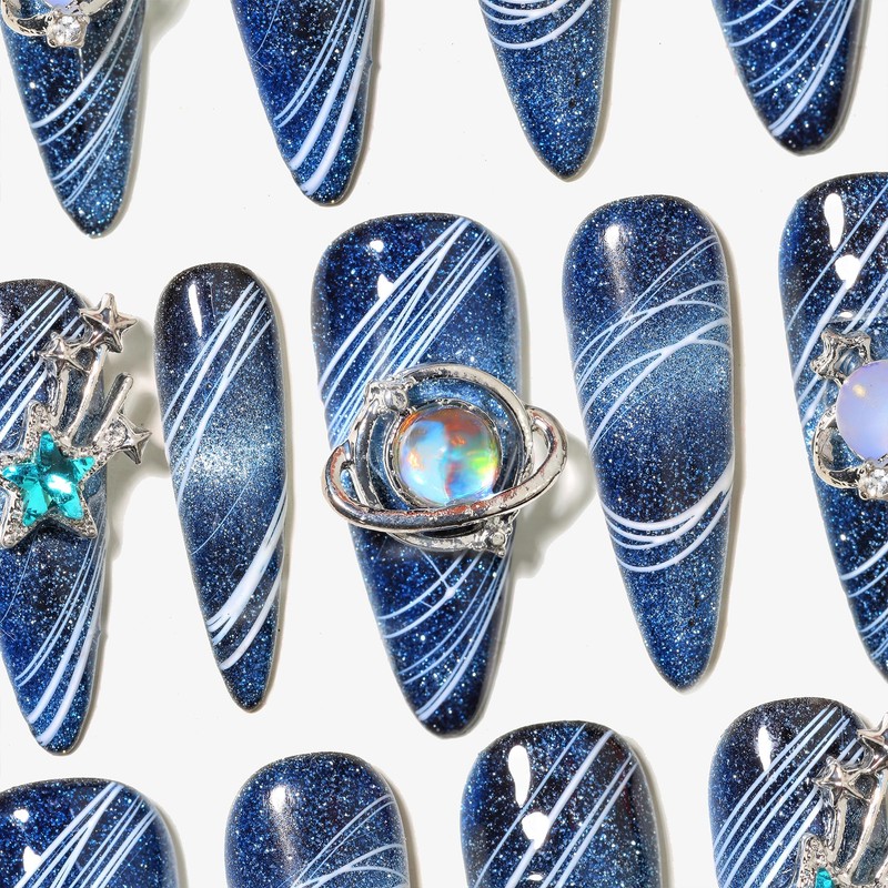 Sun&Beam Nails Handmade Nail Tip, Long Point Nail, Shiroiro, Aoi,