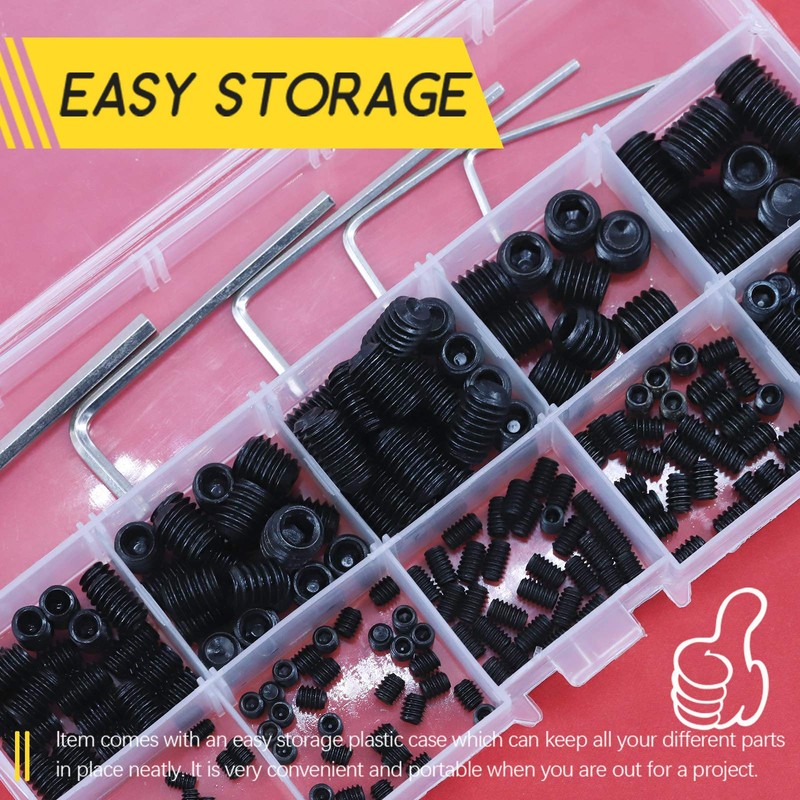 Hilitchi 230Pcs Socket Set Screw Assortment in SAE Sizes Internal