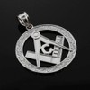 925 Sterling Silver Freemason Medallion Style Masonic Pendant Necklace (Large),