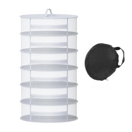 TONIJAWES drying net, Dry Net with 6-layer White foldable zipper design Φ23.6 in,suitable for drying herbs,plants,fish,meat and clothing