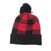Red Black Buffalo Plaid Pom Tassel Beanie Stocking Cap Winter