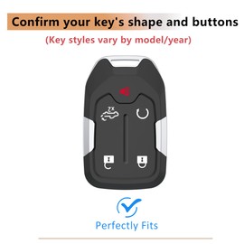 Riasot for GMC Leather Key Fob Cover with Keychain,Leather Key Case Full Protector Compatible with Acadia Terrain Sierra Yukon Silverado Suburban (BLACK)