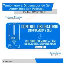 Kit Dispensador Gel Y Termómetro K9 Pro + Pedestal + Pila V1 Color Negro