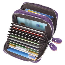 SunTrader Women's RFID Blocking Leather Zipper Wallet Purse Credit Card Case Holder (Purple)