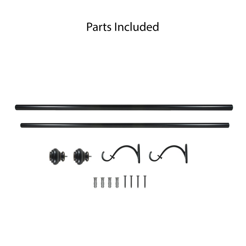 Decopolitan 1-Inch Urn Single Window Treatment Rod Set, 18 to