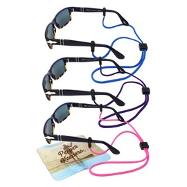 Eyeglass Retainer & Sunglass Holder By Peeper Keepers Supercord Adjustable, Assortment(3), 3pk mix | w/Microfiber Cloth, Screwdriver