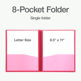 Oxford Poly 8-Pocket Organizer, Letter Size Folder, Durable Translucent Poly, Wire Binding, Holds 200 Sheets, Assorted Colors (Red, Blue, Green and Purple), No Color Choice, 1 Per Pack (5740404)