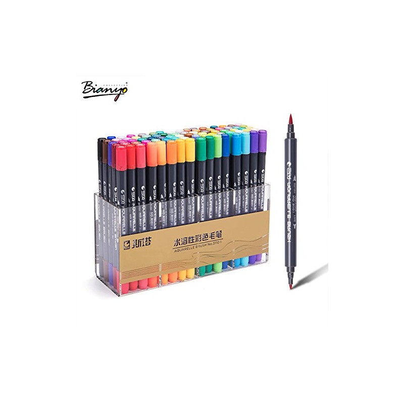 Bianyo Set of 48 Premium Dual Tip Markers, Non-Toxic Double
