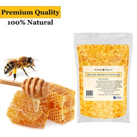 Aroma Depot 8 oz Yellow Beeswax Pellets 100% Natural Pure Bees Wax 3 x Filtered, Great for Skin, Face & Body, Ideal for DIY, Lotion, Creams, Soaps, Lip Balm and Candle Making Supplies. Easy Melt