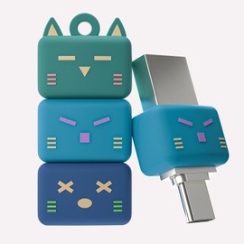 Bilious Type C USB Memory, 2 in 1 OTG Dual USB 3.0 64G Flash Drive, Jenna Cat Design Cute Thumb Drive, Waterproof & Small Memory Stick