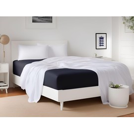 LivinEase Brushed Microfiber Black King Size Fitted Sheets - Premium Quality 100 GSM Soft, Comfortable, and Durable - Deep 30 cm Pockets - Easy Care & Hypoallergenic (150 x 200 + 30 cm)