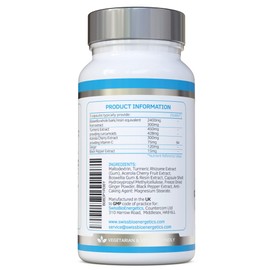 Boswellia & Turmeric Complex – 90 Capsules – Super High Strength Curcumin containing Minimum 95% Curcumoids & 65% Boswellic Acid - UK Made