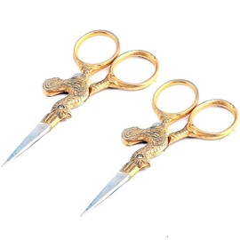 G.S 3.5" Hen Shape Eyebrow Cuticle Nail Small Embroidery Fancy Scissors Gold Plated