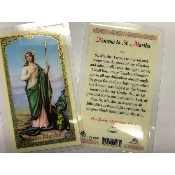 Holy Prayer Cards for the Novena to Saint Martha set of 2 in English