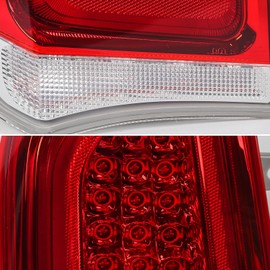 FIONE Full LED Tail Lights Compatible with Chrysler 300/300C 2015-2023 Sedan 4Dr Factory Style Chrome Trim Tail Light Rear Brake Lamp Replacement Left Driver Side LH