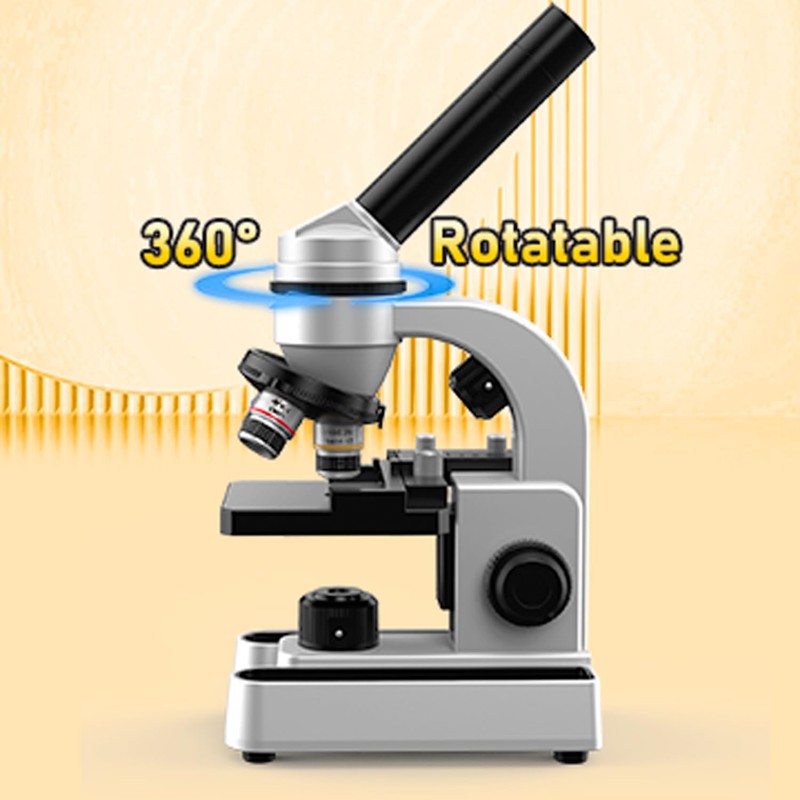 Grampus Portable LED Monocular Student Compound Microscope, 40X-800X Magnification with