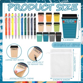 Kosiz 90 Pcs Christmas Teacher Coffee Cup Notepad with Pen Bulk Teacher Pencil Shaped Notepad Teacher Appreciation Gifts Christmas Thank You Gifts for Teacher Inspirational Sticky Notepad(Coffee Cup)