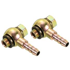 PATIKIL Hose Barb Fitting Elbow 8mm Barbed M10x1 Male Thread, 2 Pack Carbon Steel Pipe Adapters Connectors for Air Water Fuel Oil, Gold