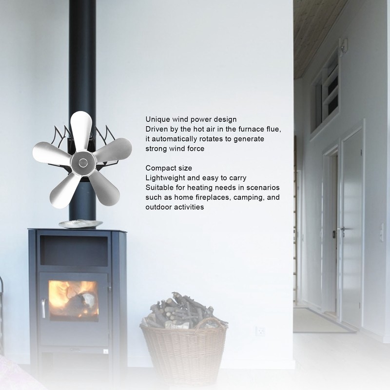 Wall Mounted Fireplace Fan 5 Blade Heat Powered Wood Stove