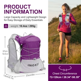 IX INOXTO Running Hydration Vest Backpack, Lightweight Water Backpack with 1.6L Water Bladder Daypack for Women Men,Adjustable Running Vest Pack for Trail Running Hiking Cycling Race Marathon (Purple)