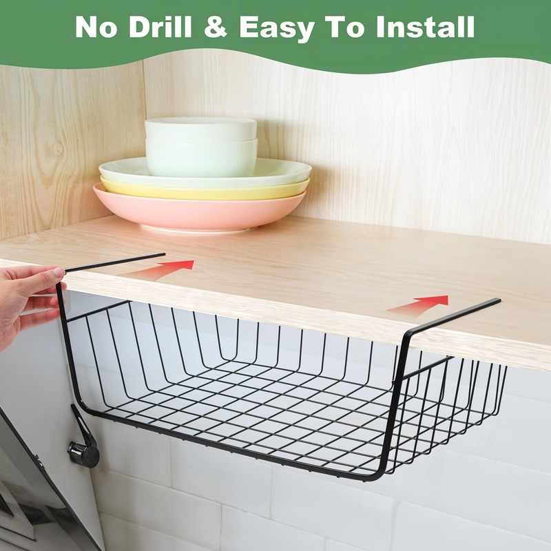 6 Pcs Undershelf Storage Basket Under Shelf Wire Basket Household
