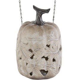 K&K Interiors LED Pumpkins with Maple Leaf Cutout Arrow Replacement, 11-Inch Height, Resin, Tan