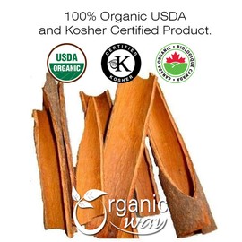 Organic Way True Ceylon Cinnamon Sticks (Cinnamomum verum) - Adds Flavour | Organic & Kosher Certified | Raw, Vegan, Non GMO & Gluten Free | USDA Certified | Origin - Sri Lanka (1/2LBS / 8OZ)