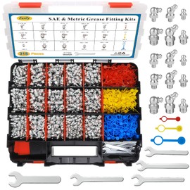 Surtido de 315 piezas de accesorios de grasa, SAE y métricas Zerk, accesorios de grasa rectos 45 a 90 grados con tapa de ajuste de grasa...