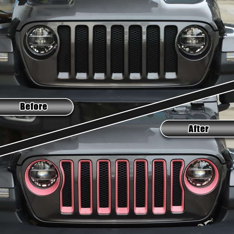 JeCar Front Grill Inserts & Headlight Trim Cover Exterior Accessories