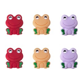 6pcs Knitting Needle Stoppers, Small Silicone Knitting Needle Point Protector Needle Tip Cap Colorful Frog Stitch Stopper Protector Cover Knitting Accessories for Knitting Needle, SATONBEYI