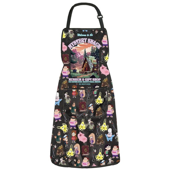 BAUNA Mystery Shack Kitchen Apron Cartoon Apron With Pocket Gravity