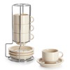 Sweese Porcelain Espresso Cups Set, 2.5 oz, Stackable with Saucers