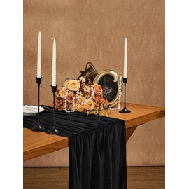 Black Velvet Table Runner 29 x 120 Inches Luxurious Soft Velvet Fabric Christmas Wedding Runner for New Year Home Decorations