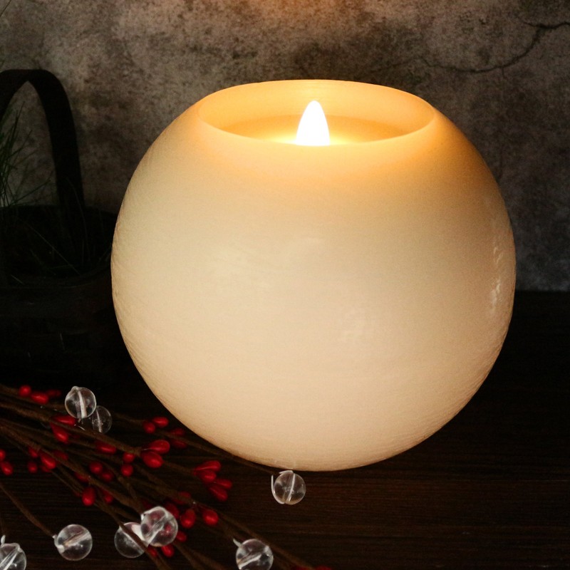 CVHOMEDECO. Moon Sphere Wax LED Dancing Flame Candle Ball Battery