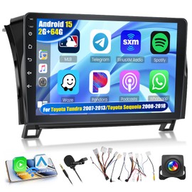 Realdio Android Car Stereo for Toyota Tundra 2007 2008 2009 2010 2011 2012 2013/Toyota Sequoia 2008 2009 2010 2011 2012 2013 2014 2015 2016 2017 2018 with CarPlay Android Auto 26UI 2GB+64GB