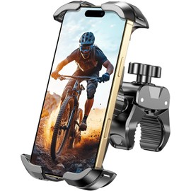 Bike Phone Holder, [Secure Lock & Quick Release] Motorbike Phone Mount, 360° Adjustable Motorcycle Phone Holder for 4.7"-6.9" Smartphone, Universal Handlebar Phone Mount for Bicycle/MTB/Scooter