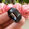 TUTISS 8mm Black Tungsten Rings for Men Women Eternity Engagement