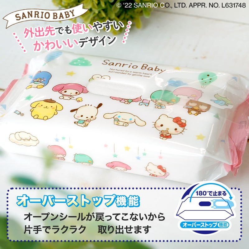 LEC Sanrio Hand and Mouth Wipes, 99% Pure Water, 60