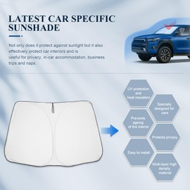 BIBIBO Car Sun Shade with UV Protection, Compatible with T-oyota Hilux AN120 AN130 2016-2024, Car Cover for Windscreen, Heat Protection Car Against UV Rays, Windscreen Cover, Foldable