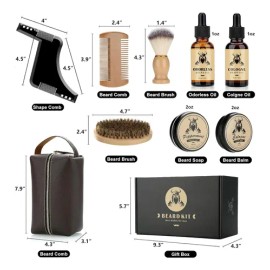 Kit De Cuidado De Barba Para Hombres, Set Definitivo De 9 Pi
