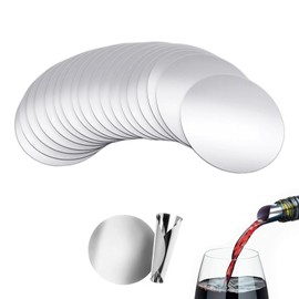 20 Pcs Wine Pourer Discs, Drip Stop Disc, Silver No Drop Pourer, Stopper Reusable Flexible Drip Stop, Pouring Disk, Pour Spouts for Wine Bottles, 75mm Soft Aluminum Foil Accessories