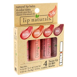 Lip Naturals Tinted Lip Balm for Moisturizing Chapped Lips, 4 Pack Gift Set