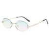 OSAGAMA Mode Sonnenbrille Kleine Ovale Randlose Brille für Damen Herren