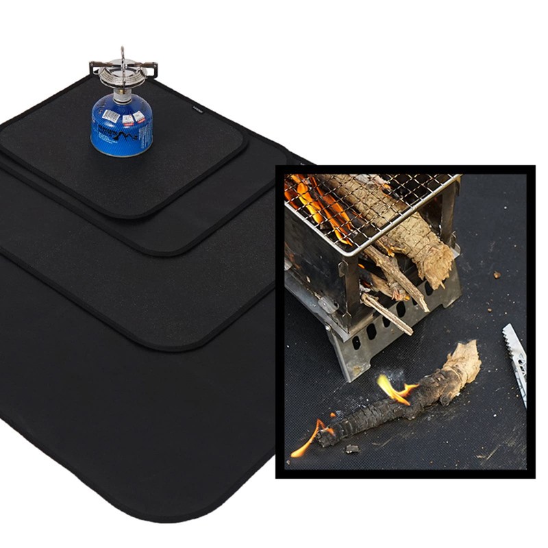 Fire Bowl Mat, Fire Pit Underlay, 3 Layers, Large, Black,
